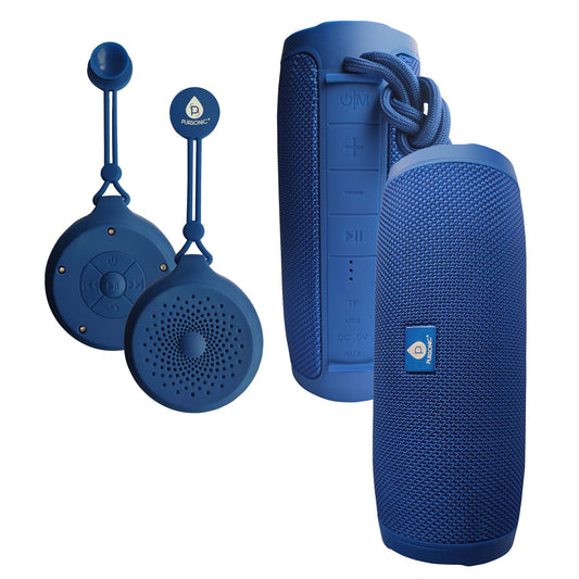 Pursonic Peak Wireless Speaker & Pursonic Waterproof Wireless Speaker Bundle – 360° Hi-Res Sound